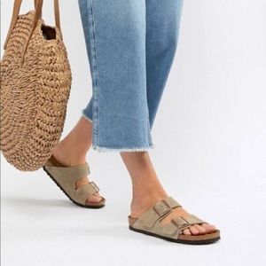 Birkenstock Arizona Taupe Suede Sandals Size 39